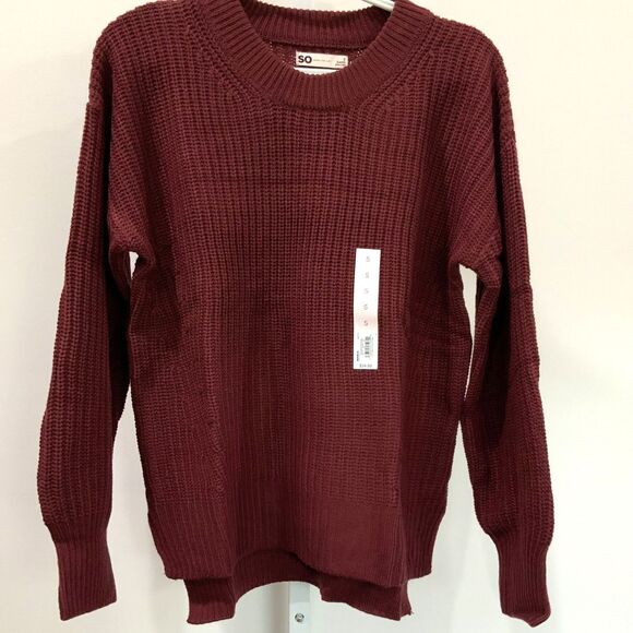 NWT! Maroon Balloon Sleeve Crew Neck Sweater By SO (Sonoma) Size Small - Picture 7 of 7